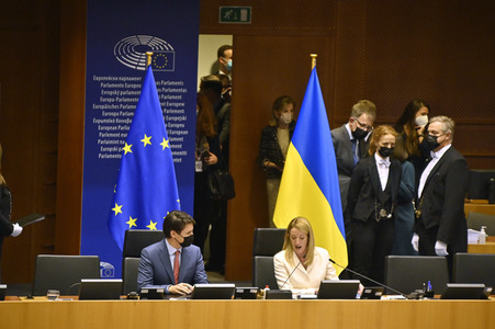 Fototermin mit Justin Trudeau im EU-Parlament in Brüssel