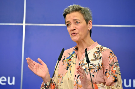 Pressekonferenz zum Gesetz über digitale Märkte im EU-Parlament in Brüssel