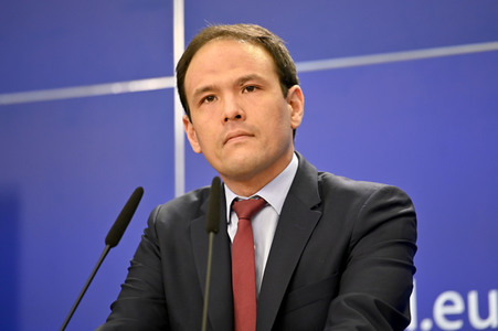 Pressekonferenz zum Gesetz über digitale Märkte im EU-Parlament in Brüssel