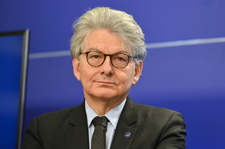 Pressekonferenz zum Gesetz über digitale Märkte im EU-Parlament in Brüssel