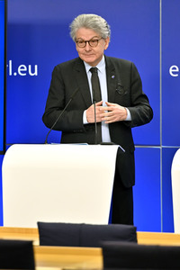 Pressekonferenz zum Gesetz über digitale Märkte im EU-Parlament in Brüssel