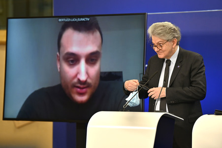 Pressekonferenz zum Gesetz über digitale Märkte im EU-Parlament in Brüssel