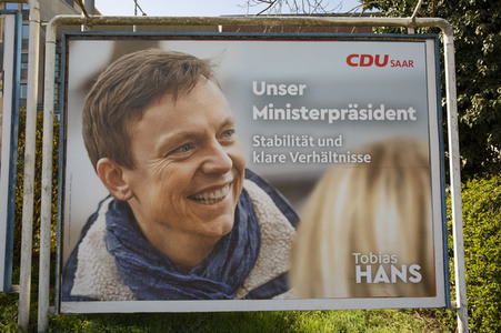 Wahlabend der Landtagswahl im Saarland in Saarbrücken