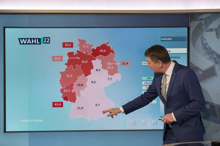 Wahlabend der Landtagswahl im Saarland in Saarbrücken