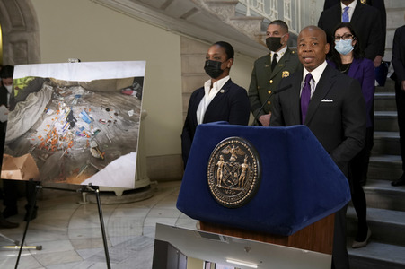 Pressekonferenz mit Eric Adams zur Obdachlosigkeit in New York