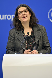 Pressekonferenz mit Gwendoline Delbos-Corfield zur Wahl in Ungarn im EU-Parlament in Straßburg