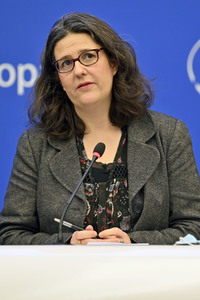 Pressekonferenz mit Gwendoline Delbos-Corfield zur Wahl in Ungarn im EU-Parlament in Straßburg