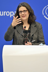 Pressekonferenz mit Gwendoline Delbos-Corfield zur Wahl in Ungarn im EU-Parlament in Straßburg