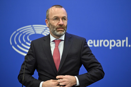 Pressebriefing der Fraktion EVP im EU-Parlament in Straßburg