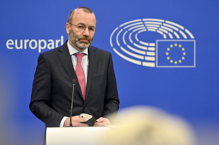 Pressebriefing der Fraktion EVP im EU-Parlament in Straßburg
