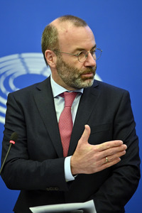 Pressebriefing der Fraktion EVP im EU-Parlament in Straßburg