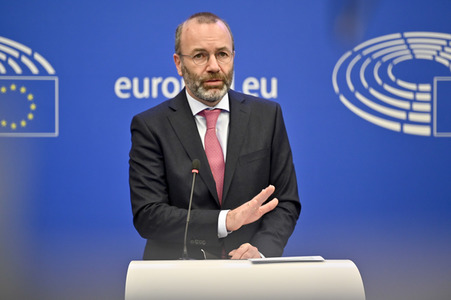 Pressebriefing der Fraktion EVP im EU-Parlament in Straßburg