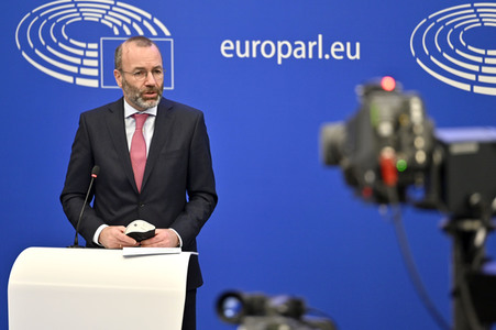 Pressebriefing der Fraktion EVP im EU-Parlament in Straßburg