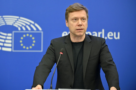 Pressebriefing der Fraktion GUE/NGL im EU-Parlament in Straßburg