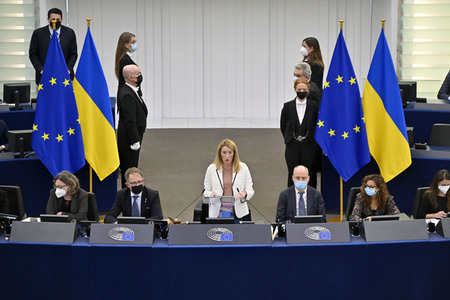 Roberta Metsola bei einer Plenartagung im EU-Parlament in Straßburg