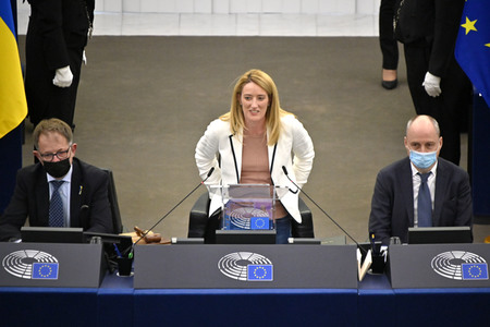 Roberta Metsola bei einer Plenartagung im EU-Parlament in Straßburg