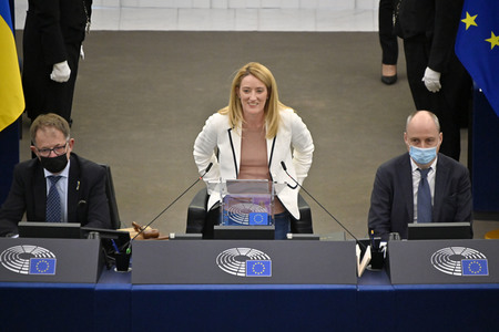 Roberta Metsola bei einer Plenartagung im EU-Parlament in Straßburg