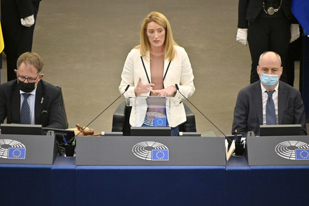Roberta Metsola bei einer Plenartagung im EU-Parlament in Straßburg