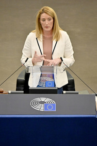 Roberta Metsola bei einer Plenartagung im EU-Parlament in Straßburg