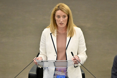 Roberta Metsola bei einer Plenartagung im EU-Parlament in Straßburg