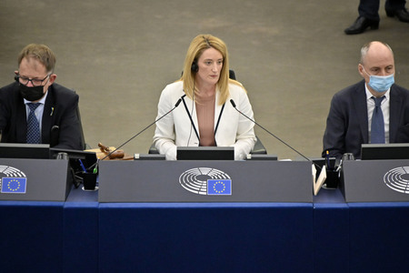 Roberta Metsola bei einer Plenartagung im EU-Parlament in Straßburg