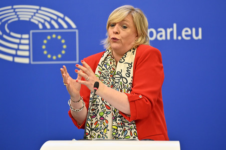 Pressebriefing der Fraktion Renew im EU-Parlament in Straßburg