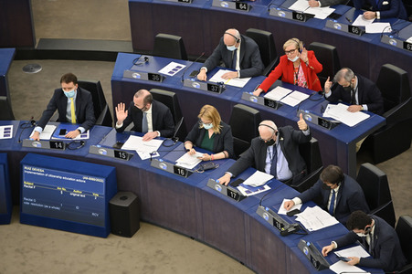 Symbolfoto Abstimmung im EU-Parlament in Straßburg