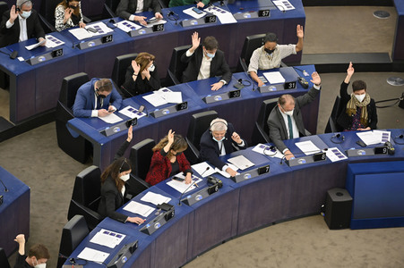 Symbolfoto Abstimmung im EU-Parlament in Straßburg