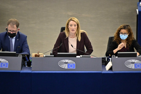 Plenartagung zum Schutz von Ukraine-Flüchtlingen im EU-Parlament in Straßburg