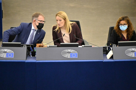 Plenartagung zum Schutz von Ukraine-Flüchtlingen im EU-Parlament in Straßburg