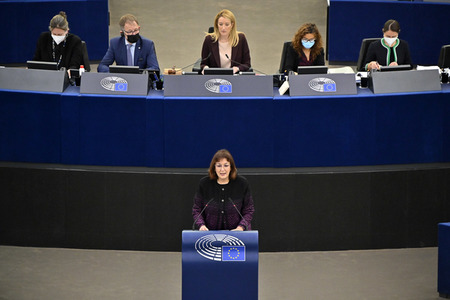 Plenartagung zum Schutz von Ukraine-Flüchtlingen im EU-Parlament in Straßburg