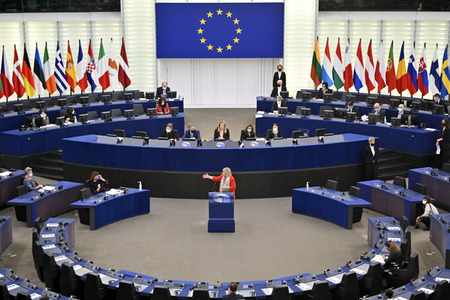 Plenartagung zum Schutz von Ukraine-Flüchtlingen im EU-Parlament in Straßburg