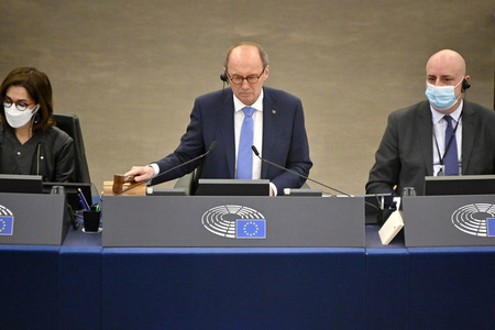 Plenartagung zum Schutz von Ukraine-Flüchtlingen im EU-Parlament in Straßburg