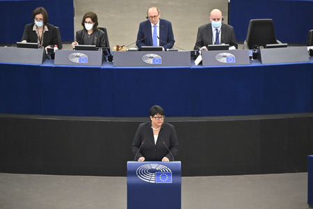 Plenartagung zum Schutz von Ukraine-Flüchtlingen im EU-Parlament in Straßburg