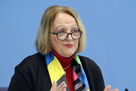 Bundespressekonferenz Kriegsverbrechen in der Ukraine in Berlin