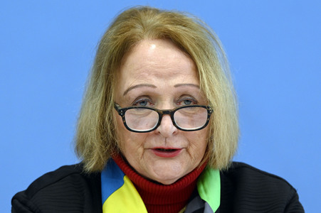 Bundespressekonferenz Kriegsverbrechen in der Ukraine in Berlin