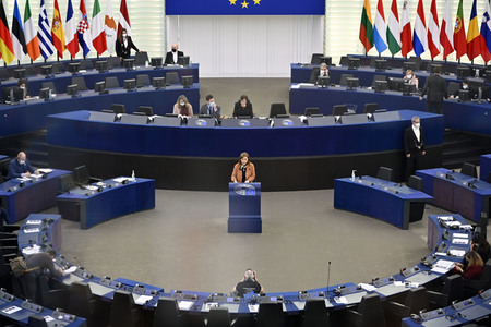 Plenartagung zu Gemeinsamkeiten des Putin-Regimes und rechtsextremer Bewegungen in Europa im EU-Parlament in Straßburg