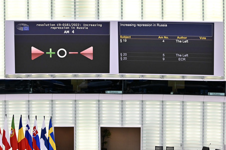 Abstimmung über Sanktionen gegen Russland im EU-Parlament in Straßburg