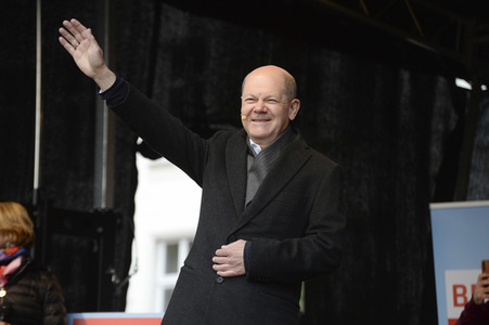 Olaf Scholz auf Wahlkampftour der SPD in Lübeck