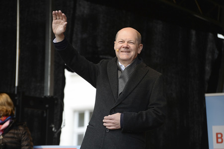 Olaf Scholz auf Wahlkampftour der SPD in Lübeck