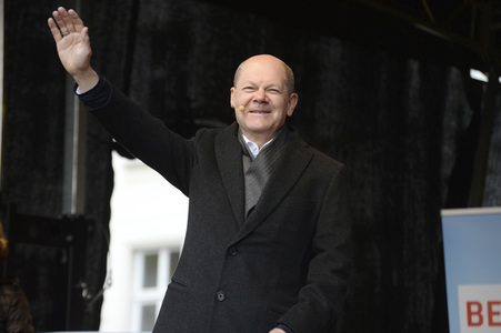 Olaf Scholz auf Wahlkampftour der SPD in Lübeck