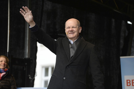 Olaf Scholz auf Wahlkampftour der SPD in Lübeck