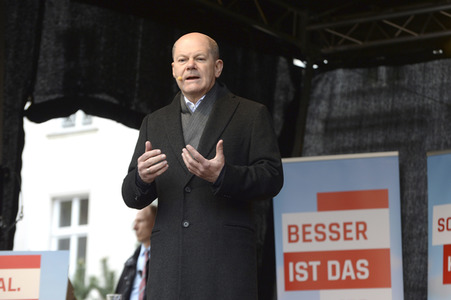 Olaf Scholz auf Wahlkampftour der SPD in Lübeck