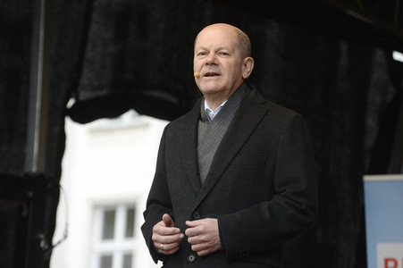 Olaf Scholz auf Wahlkampftour der SPD in Lübeck