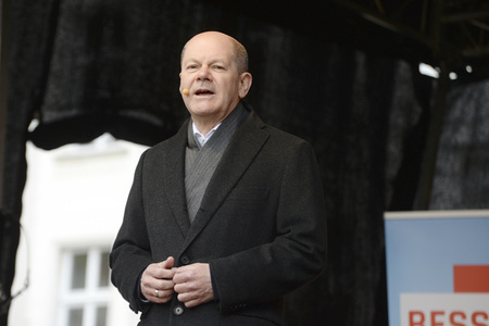 Olaf Scholz auf Wahlkampftour der SPD in Lübeck