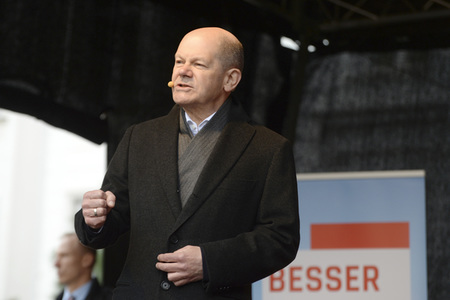 Olaf Scholz auf Wahlkampftour der SPD in Lübeck