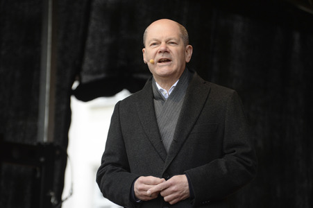 Olaf Scholz auf Wahlkampftour der SPD in Lübeck