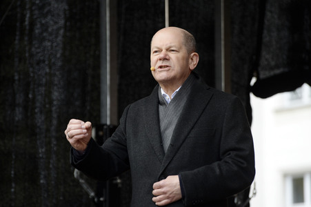 Olaf Scholz auf Wahlkampftour der SPD in Lübeck