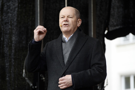 Olaf Scholz auf Wahlkampftour der SPD in Lübeck