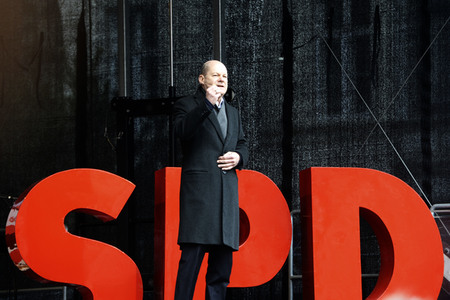 Olaf Scholz auf Wahlkampftour der SPD in Lübeck